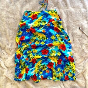 Carolina Blue Hawaiian Print Halter Dress Sz 6